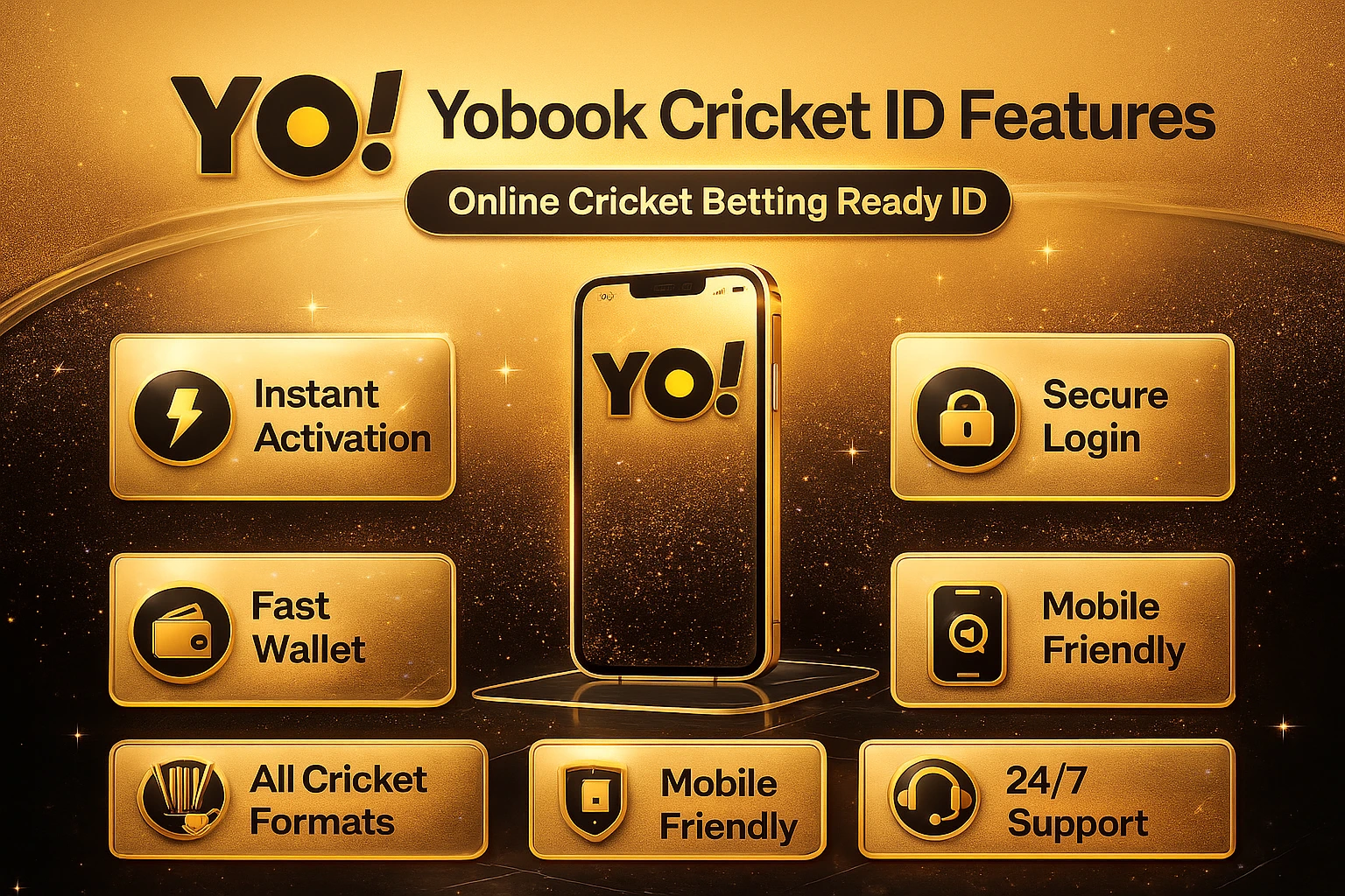 Yobook Cricket ID features for online cricket betting with secure login, instant activation and fast wallet