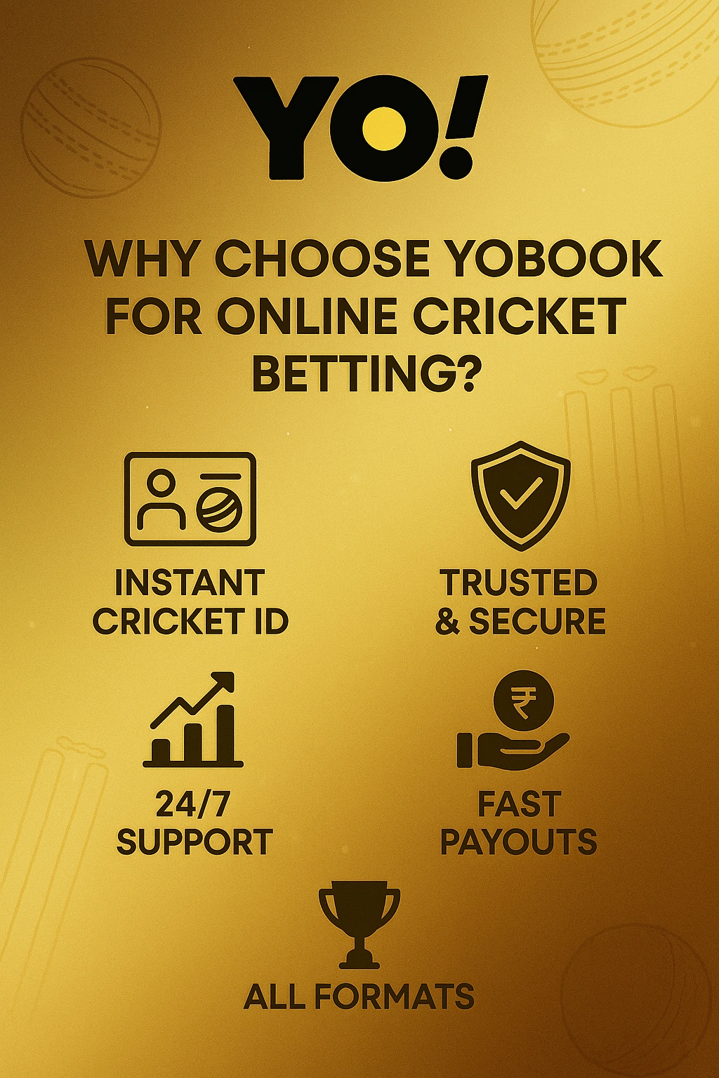 Yobook online cricket betting - why choose Yobook premium gold feature graphic