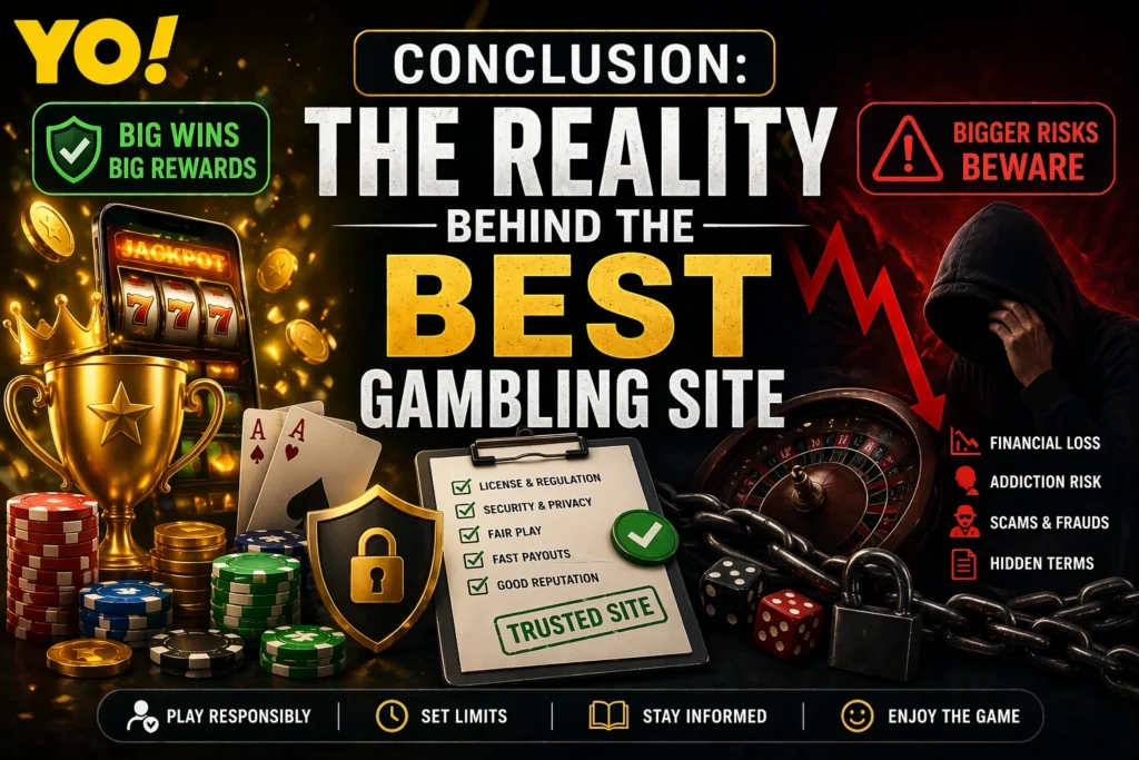 Conclusion image showing the reality behind the best gambling site with balance between rewards and risks