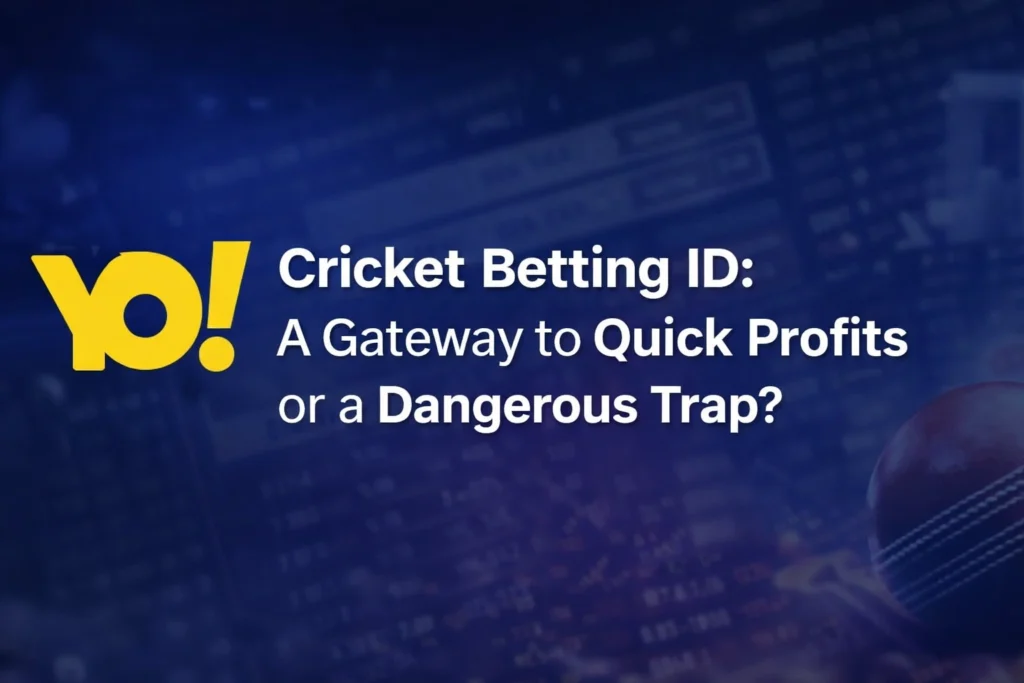Cricket Betting ID banner showing quick profits vs dangerous risks concept with YO logo