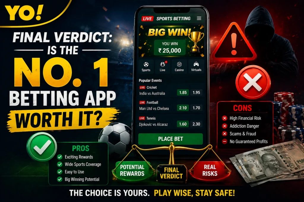 Final verdict on No. 1 betting app showing balance between winning rewards and risks in online gaming concept
