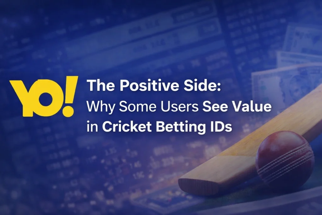 The positive side of cricket betting ID showing value benefits with YO logo and cricket theme