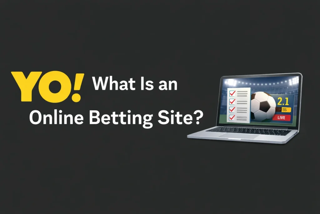 What is an online betting site explanation graphic with logo and betting concept